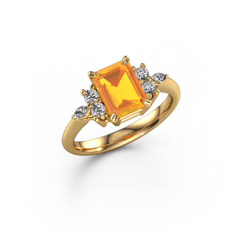 Image de Bague Sade 585 or jaune Citrine 8x6 mm