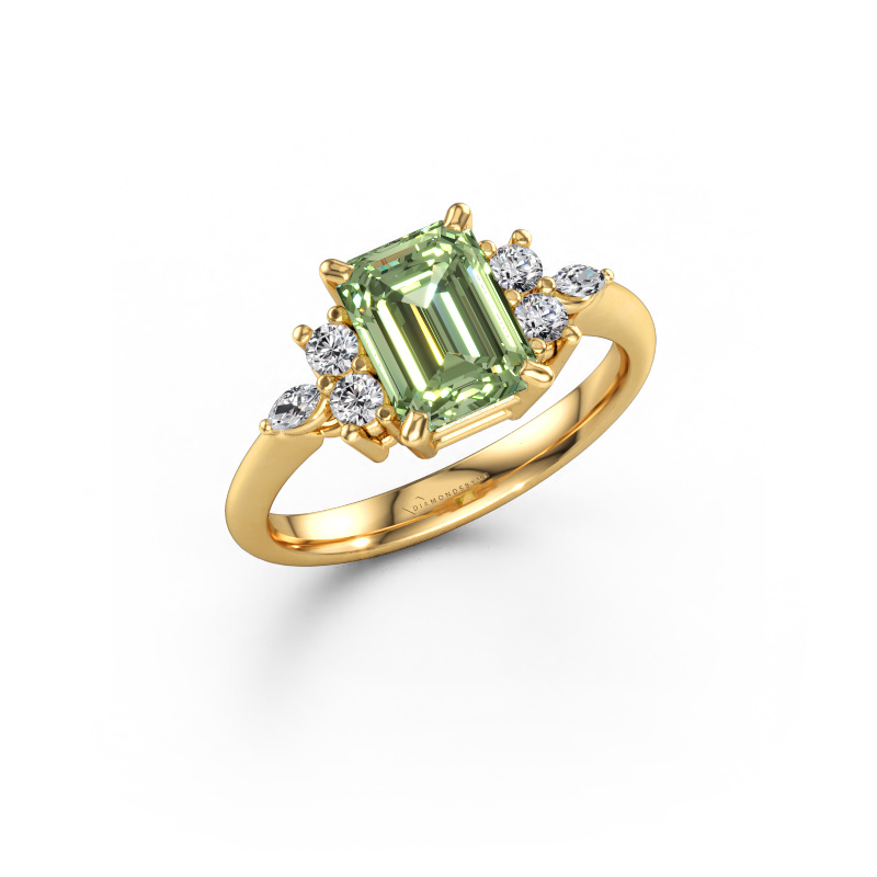 Bild av Ring Sade 585 gult guld Grön labbodlad diamant 8x6 mm
