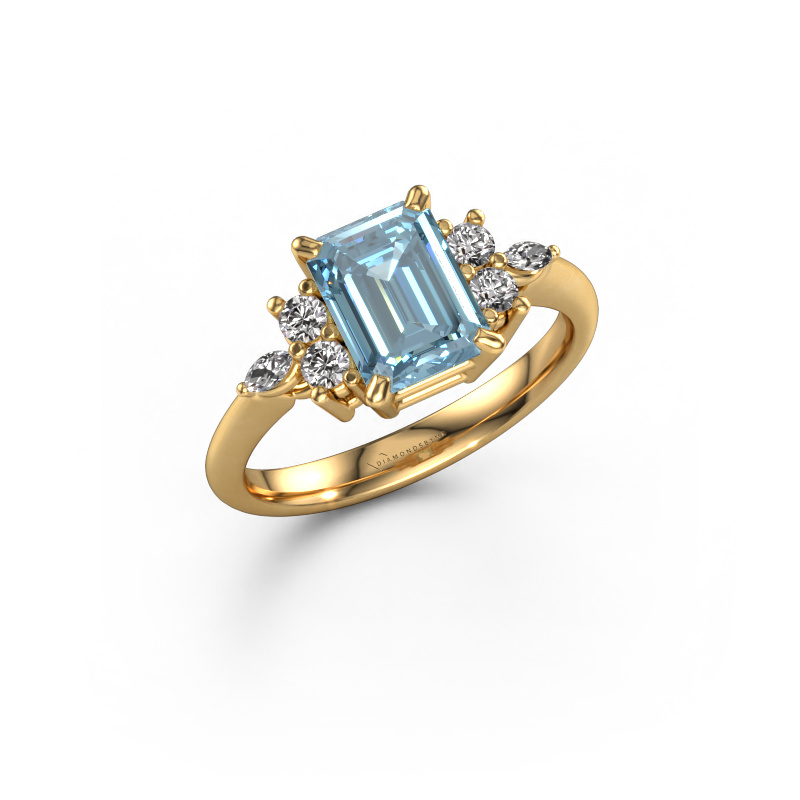 Bild von Ring Sade 585 Gold Blauer Labordiamant 8x6 mm