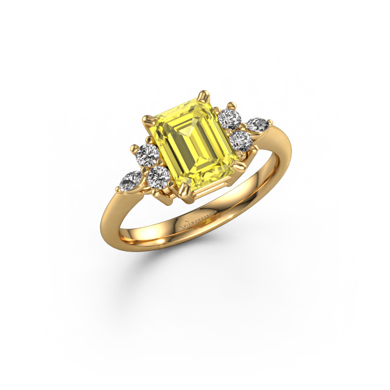 Image de Bague Sade 585 or jaune Diamants synthétiques jaune 8x6 mm