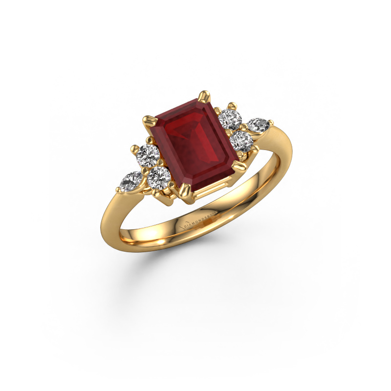 Image of Ring Sade 585 gold Ruby 8x6 mm