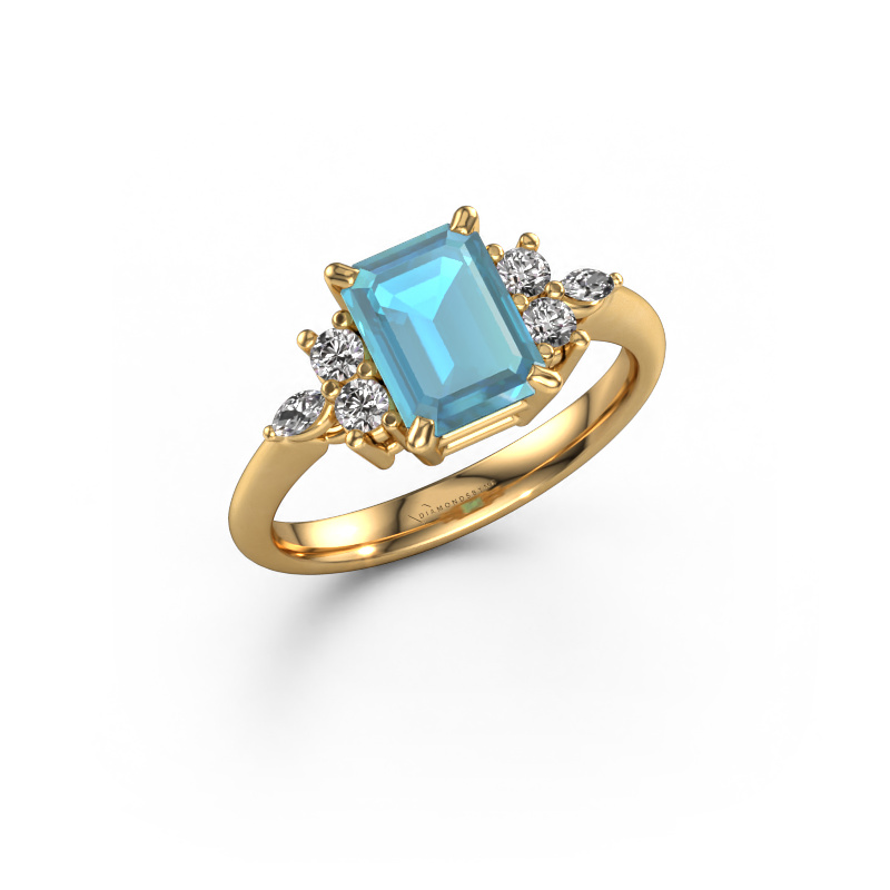 Bild von Ring Sade 585 Gold Blau Topas 8x6 mm