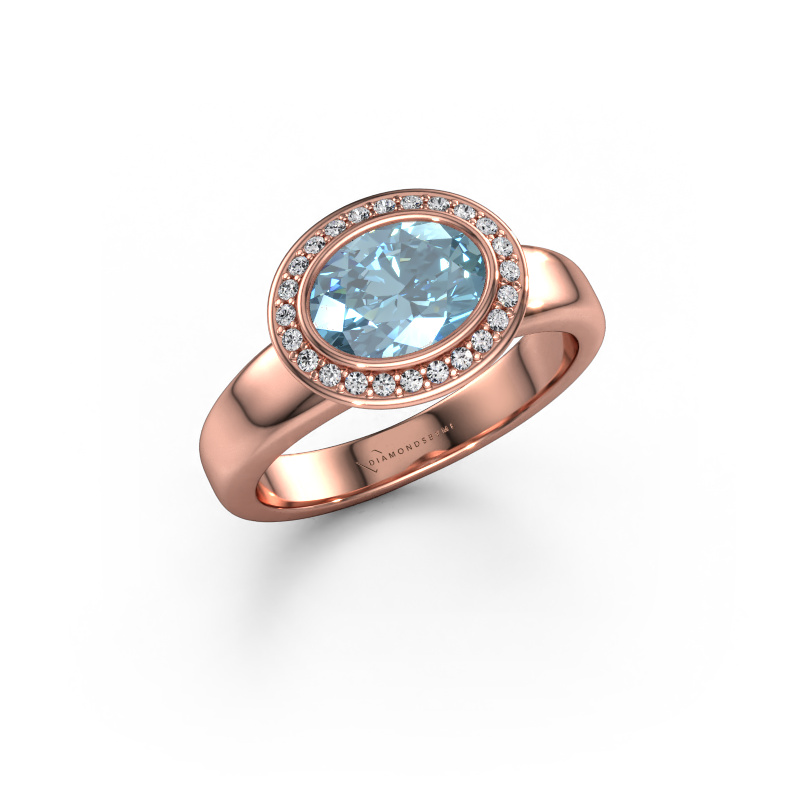 Image de Bague Salena 585 or rose Diamant synthétique bleu 8x6 mm