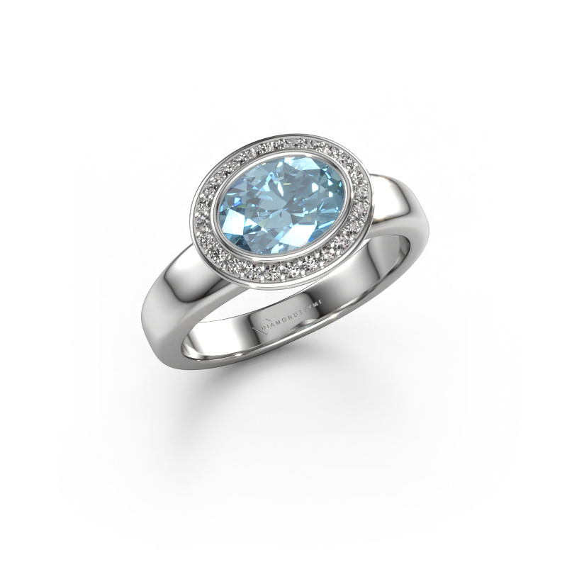 Image of Ring Salena 585 white gold Blue lab grown diamond 8x6 mm