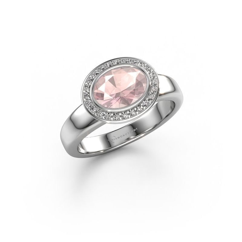Image de Bague Salena 585 or blanc Champagne morganite 8x6 mm