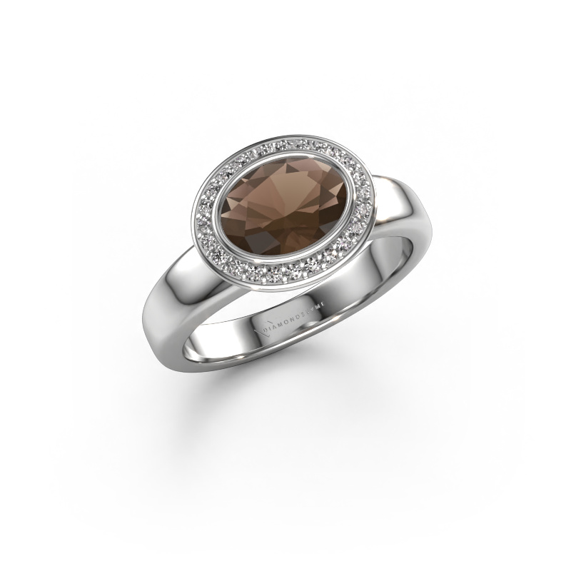 Image of Ring Salena 585 white gold Smokey quartz 8x6 mm