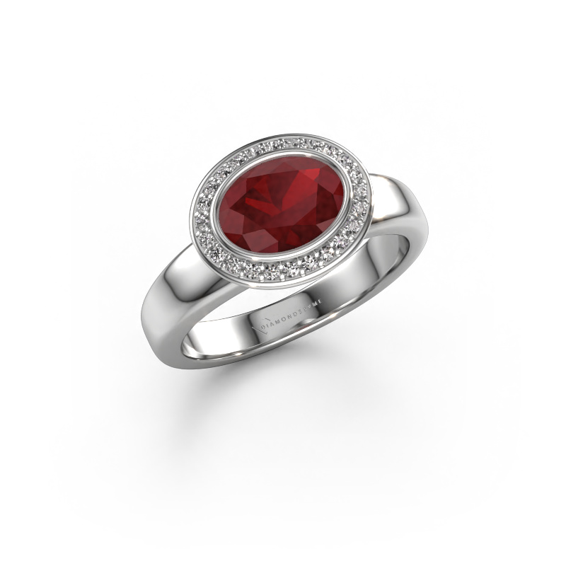 Image de Bague Salena 950 platine Rubis 8x6 mm