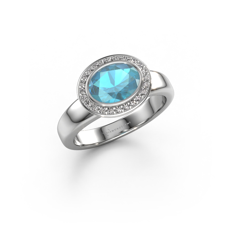 Image of Ring Salena 950 platinum Blue topaz 8x6 mm