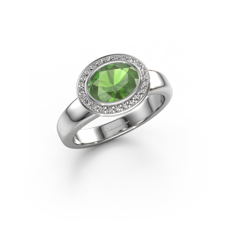 Image of Ring Salena 950 platinum Tourmaline green 8x6 mm