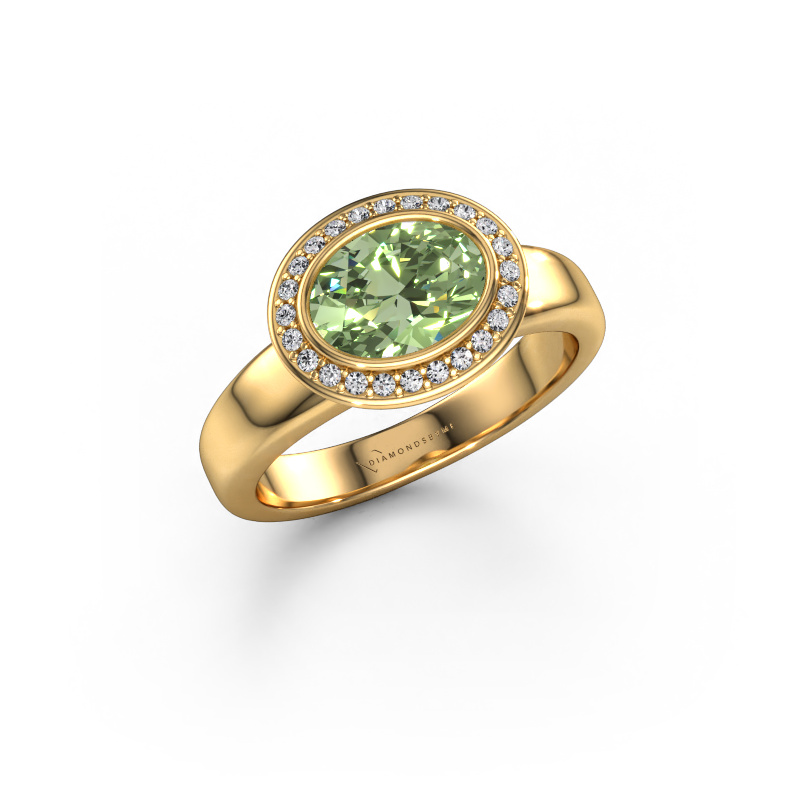 Image of Ring Salena 585 gold Green lab grown diamond 8x6 mm