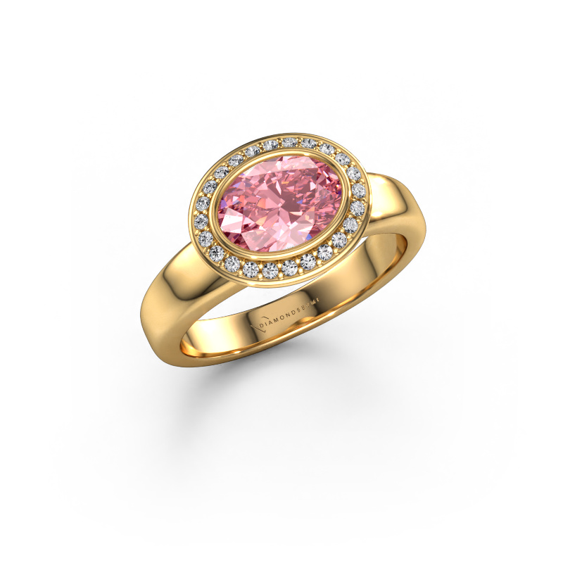Image de Bague Salena 585 or jaune Diamant synthétique roze 8x6 mm