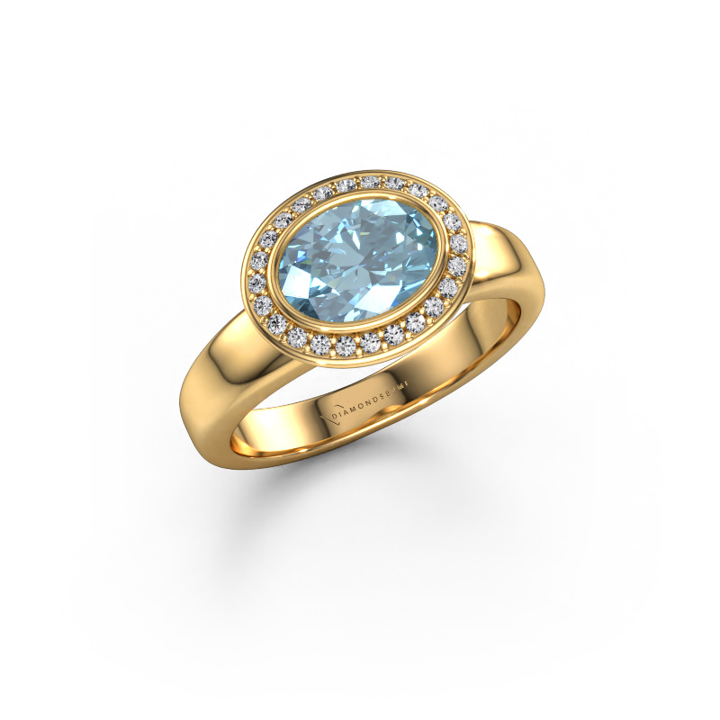 Image de Bague Salena 585 or jaune Diamant synthétique bleu 8x6 mm