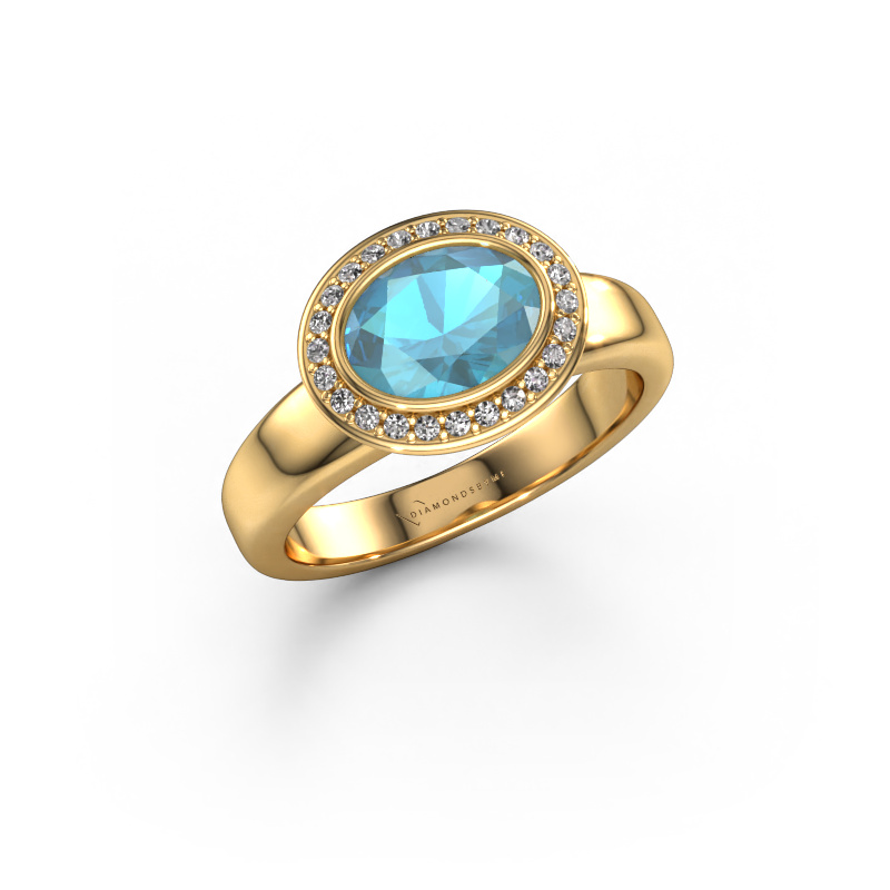 Image of Ring Salena 585 gold Blue topaz 8x6 mm