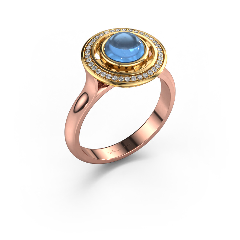 Bild von Ring Salima 585 Roségold Blau Topas 6 mm