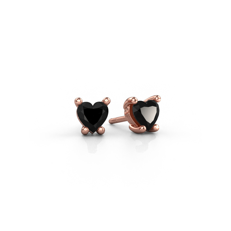 Image of Earrings Sam Heart 585 rose gold Black diamond 1.30 crt
