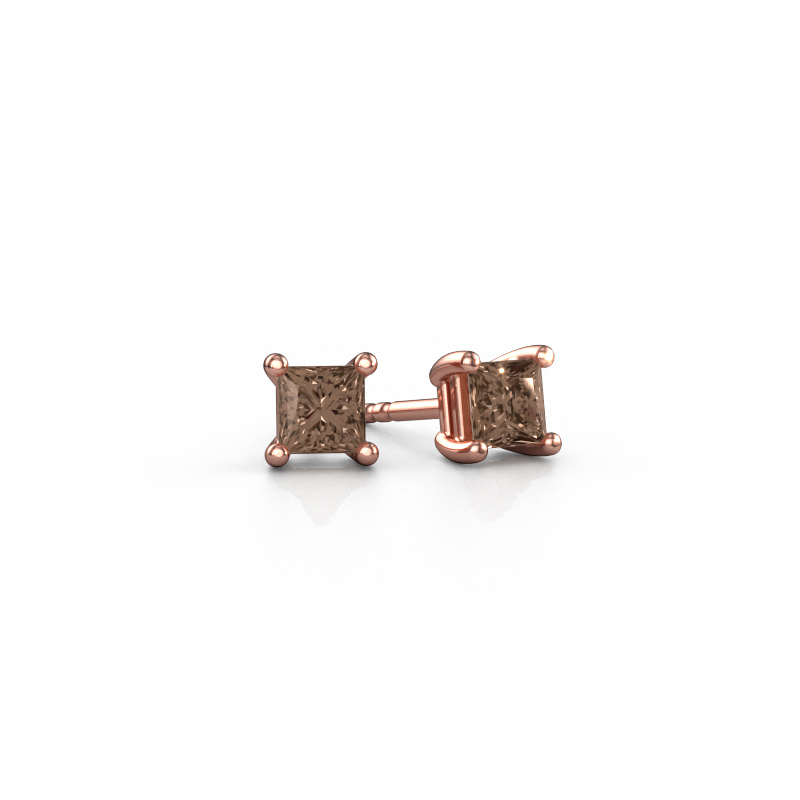 Bild von Ohrsteckers Sam square 585 Roségold Braun Diamant 0.80 crt