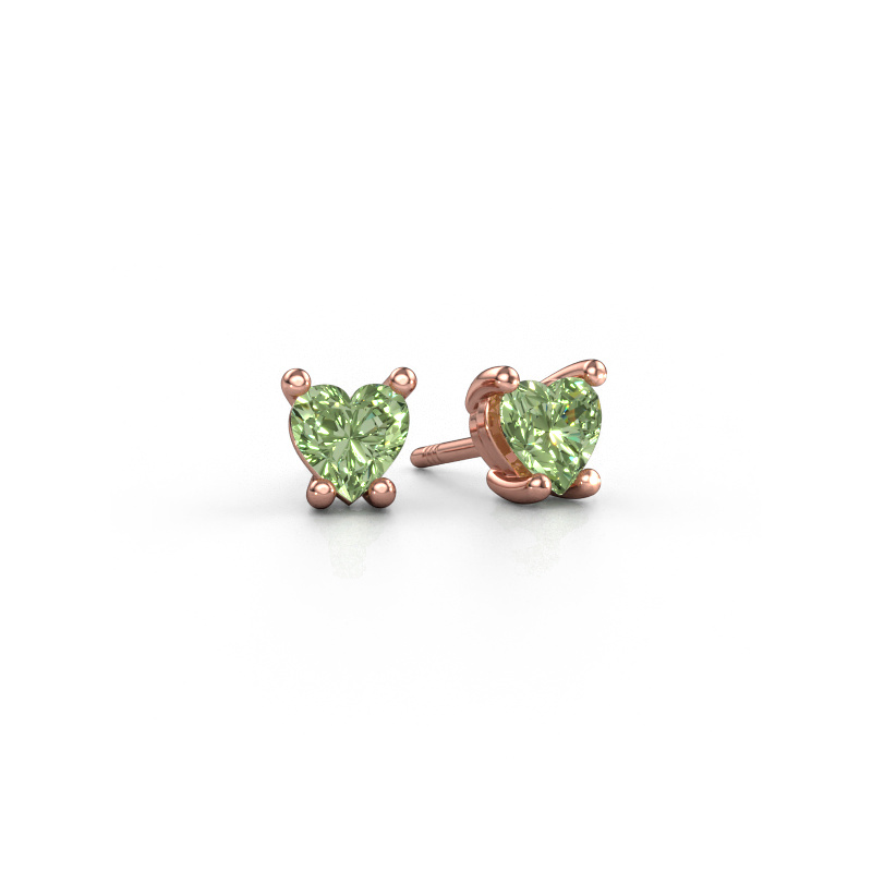 Image de Boucles d'oreilles Sam Heart 585 or rose Diamants synthétiques vert 5 mm
