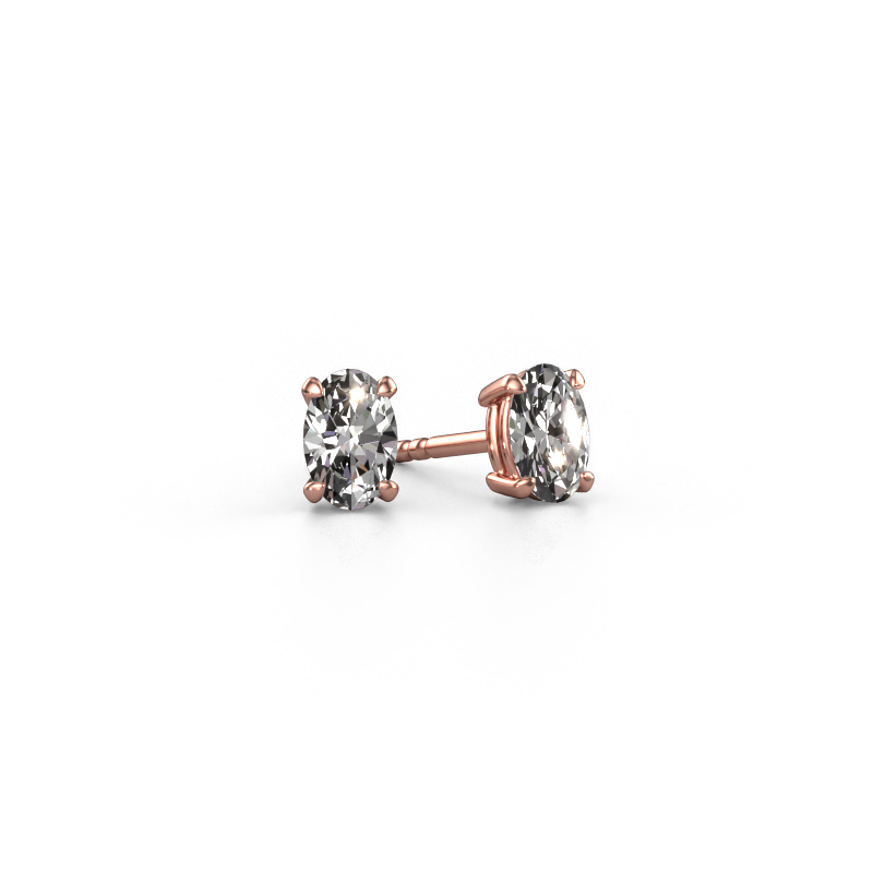 Image of Stud earrings Sam OVL 585 rose gold Diamond 0.80 crt