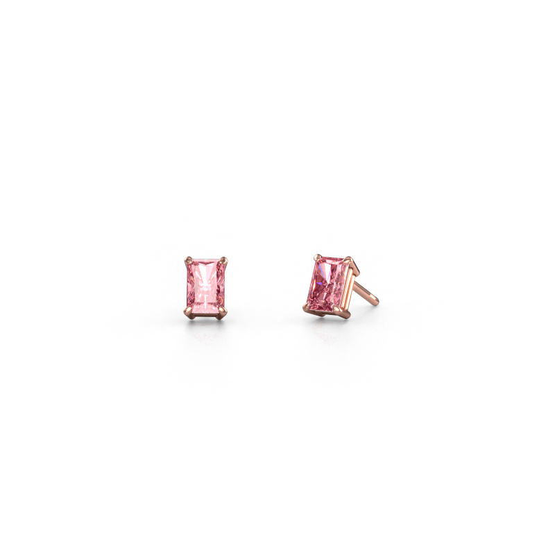 Image of Stud earrings Sam RAD 585 rose gold Pink lab grown diamond 6x4 mm