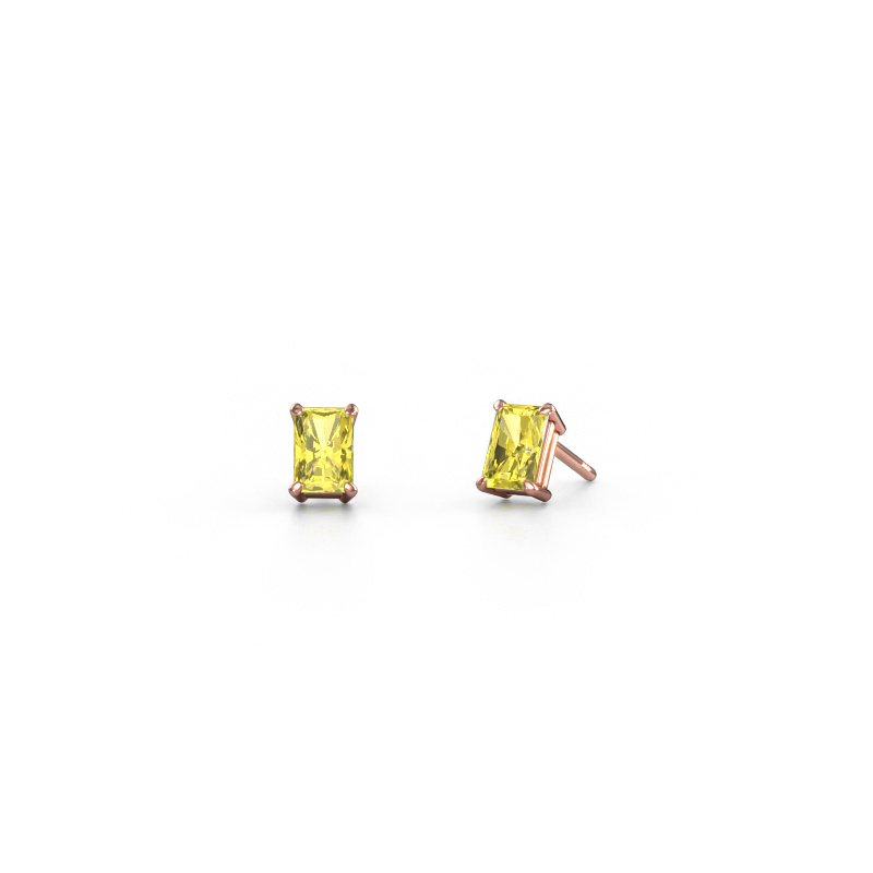Image of Stud earrings Sam RAD 585 rose gold Yellow lab grown diamond 6x4 mm
