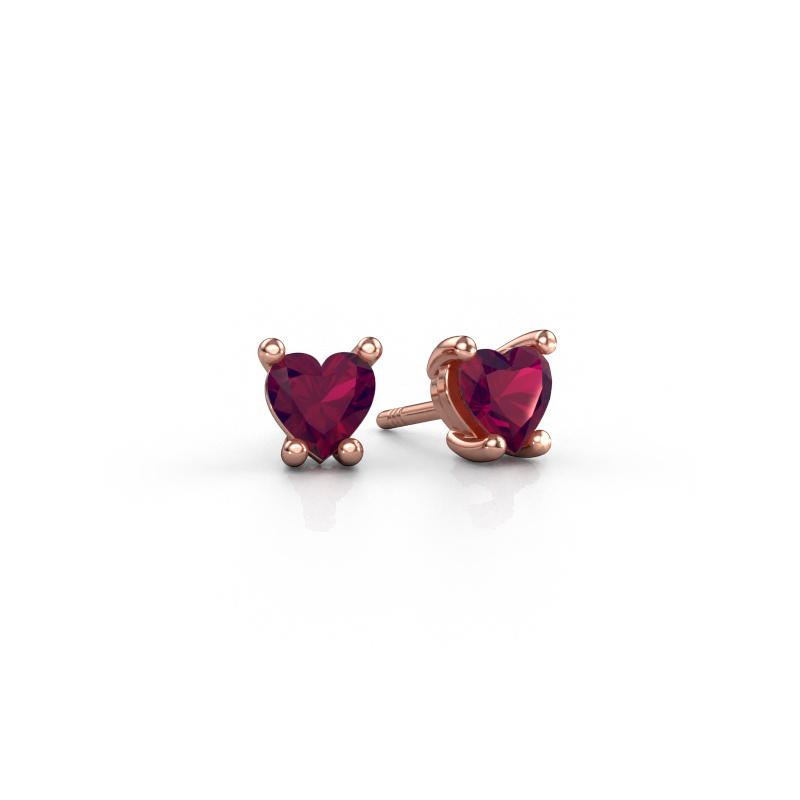 Bild von Ohrringe Sam Heart 585 Roségold Rhodolit 5 mm