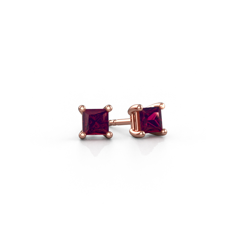 Bild von Ohrsteckers Sam square 585 Roségold Rhodolit 4 mm