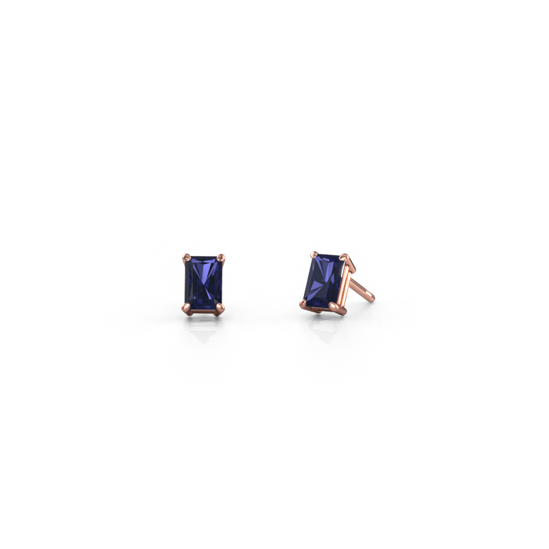 Image of Stud earrings Sam RAD 585 rose gold Sapphire 6x4 mm