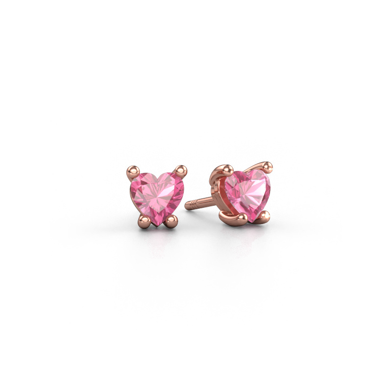 Image of Earrings Sam Heart 585 rose gold Pink sapphire 5 mm