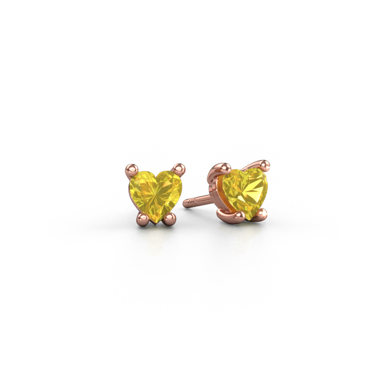 Image of Earrings Sam Heart 585 rose gold Yellow sapphire 5 mm