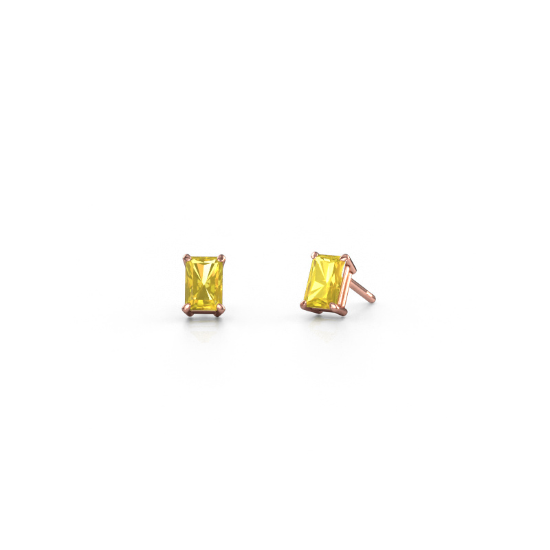 Image de Clous d'oreilles Sam RAD 585 or rose Saphir jaune 6x4 mm