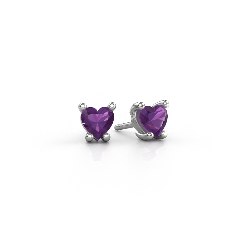 Bild von Ohrringe Sam Heart 585 Weißgold Amethyst 5 mm