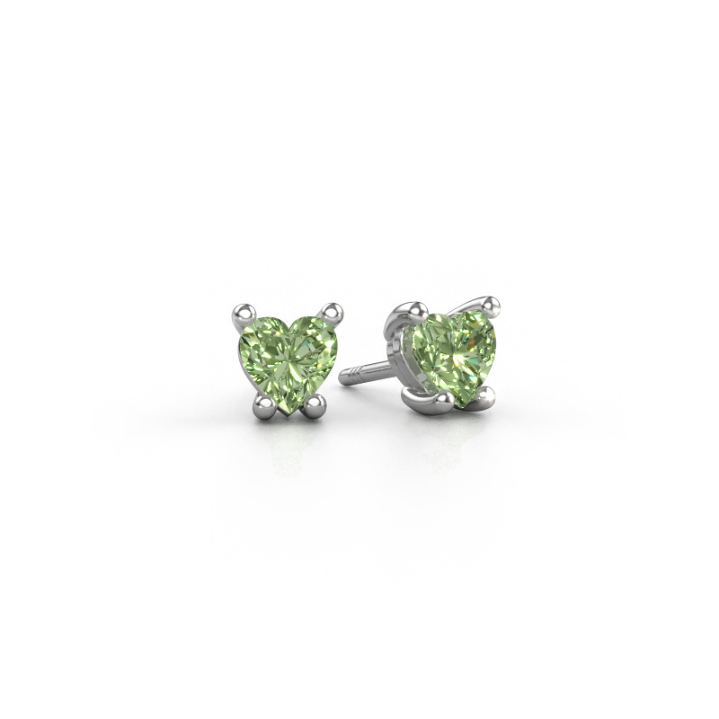 Image de Boucles d'oreilles Sam Heart 950 platine Diamants synthétiques vert 5 mm