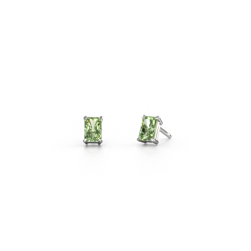 Image of Stud earrings Sam RAD 585 white gold Green lab grown diamond 6x4 mm
