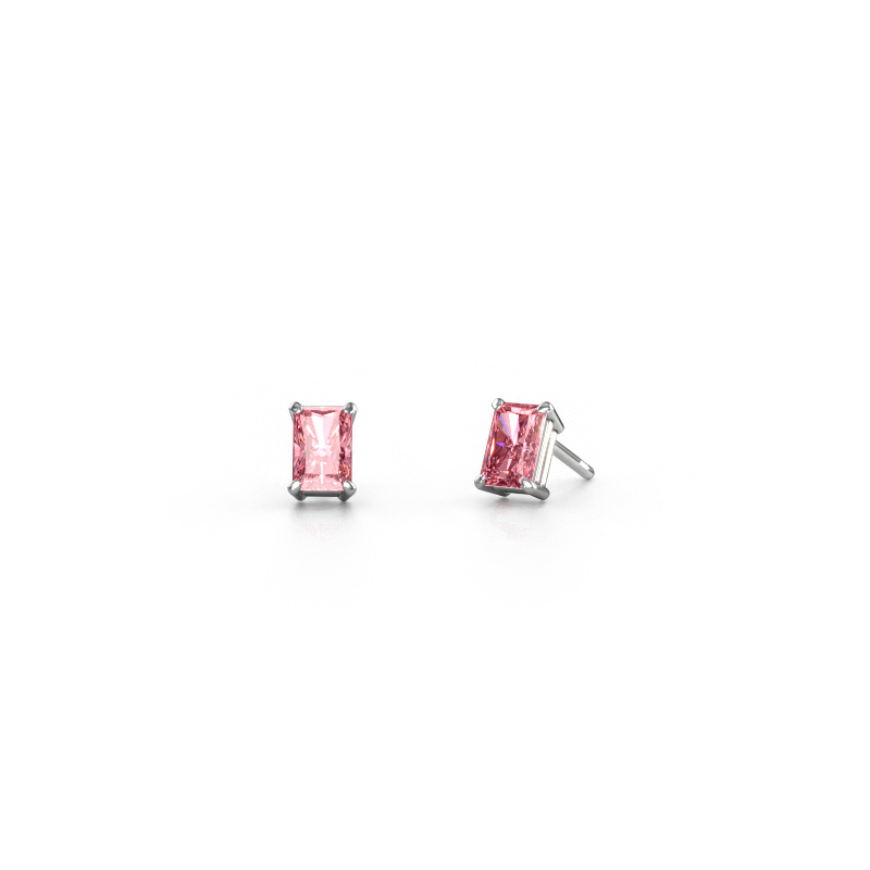 Image of Stud earrings Sam RAD 585 white gold Pink lab grown diamond 6x4 mm