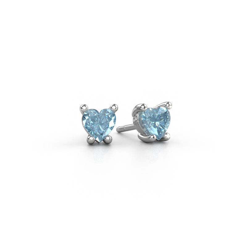 Image de Boucles d'oreilles Sam Heart 950 platine Diamant synthétique bleu 5 mm