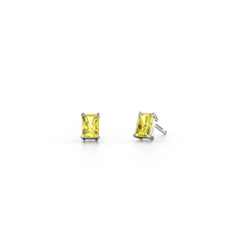 Image of Stud earrings Sam RAD 585 white gold Yellow lab grown diamond 6x4 mm