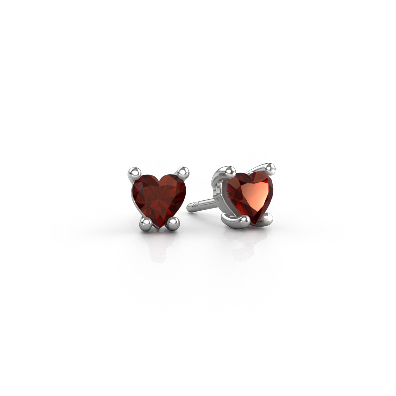 Image of Earrings Sam Heart 585 white gold Garnet 5 mm