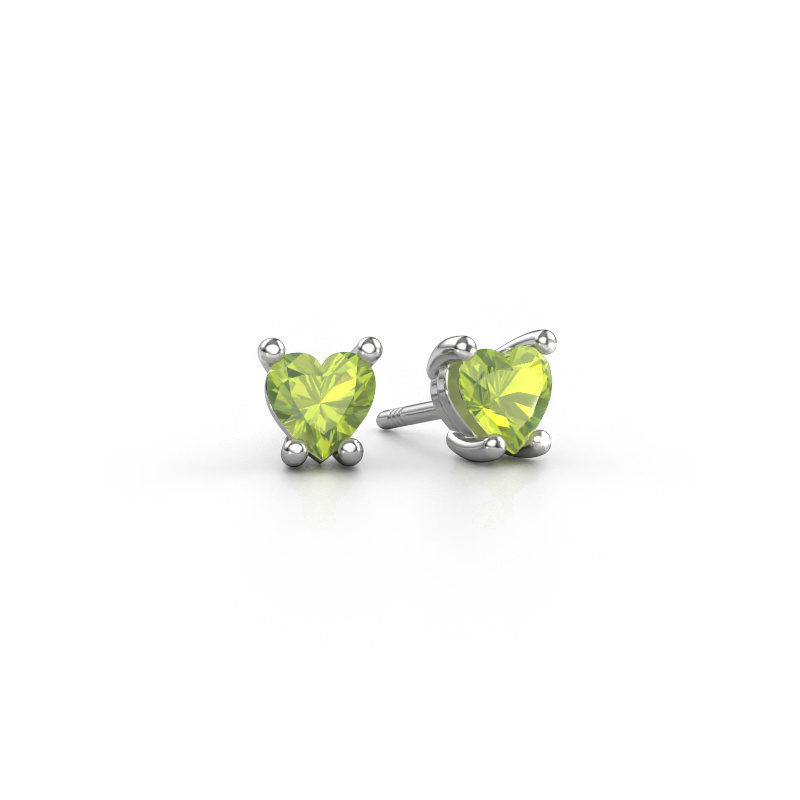 Image of Earrings Sam Heart 585 white gold Peridot 5 mm