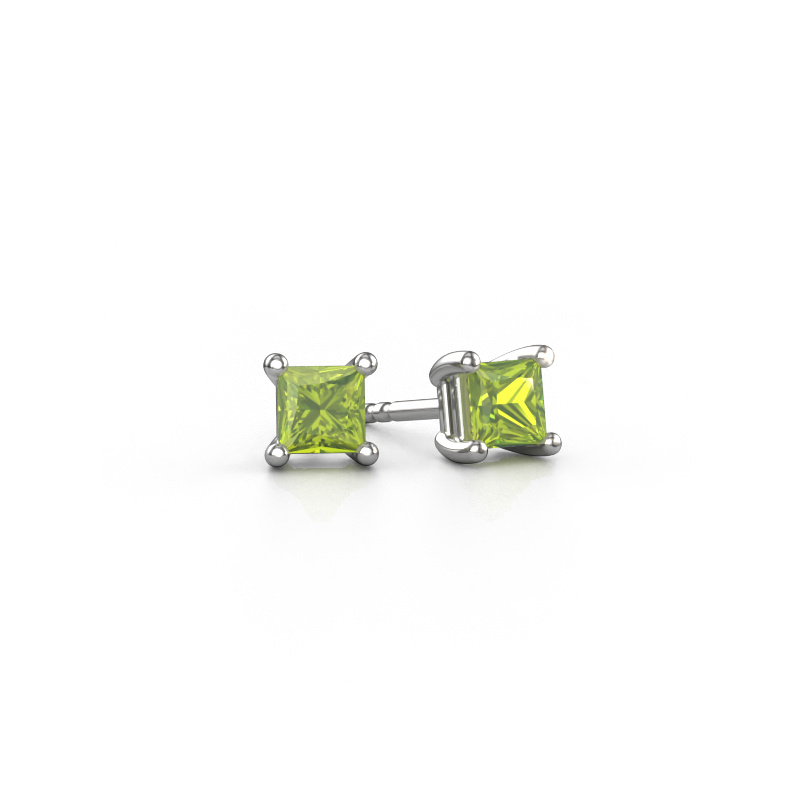 Bild von Ohrsteckers Sam square 950 Platin Peridot 4 mm