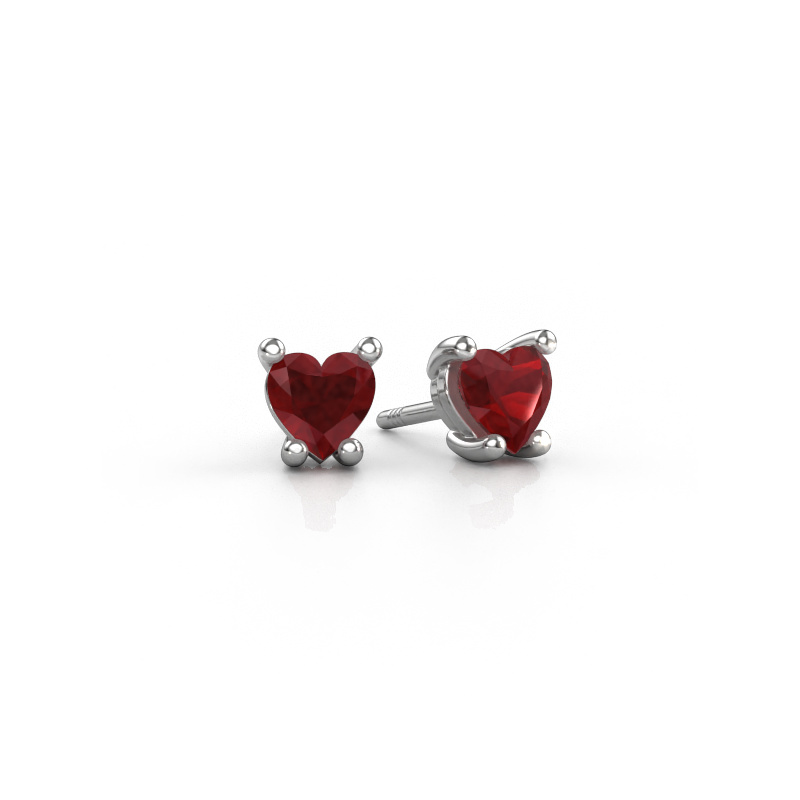 Image of Earrings Sam Heart 950 platinum Ruby 5 mm