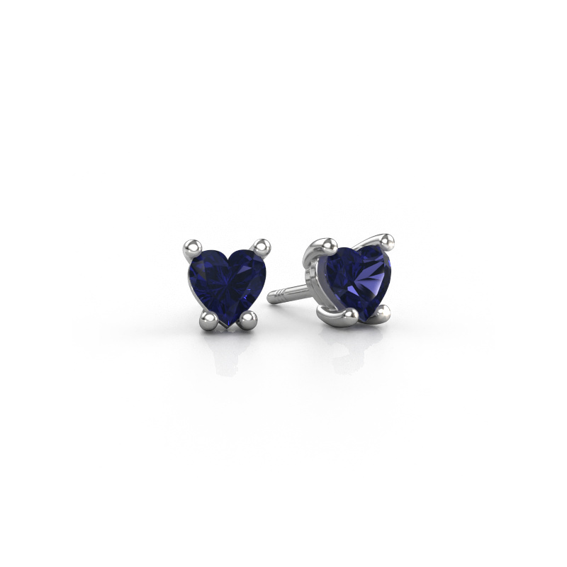 Image de Boucles d'oreilles Sam Heart 585 or blanc Saphir 5 mm