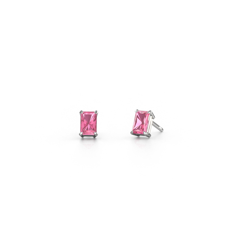 Afbeelding van Oorstekers Sam RAD 585 witgoud Roze saffier 6x4 mm