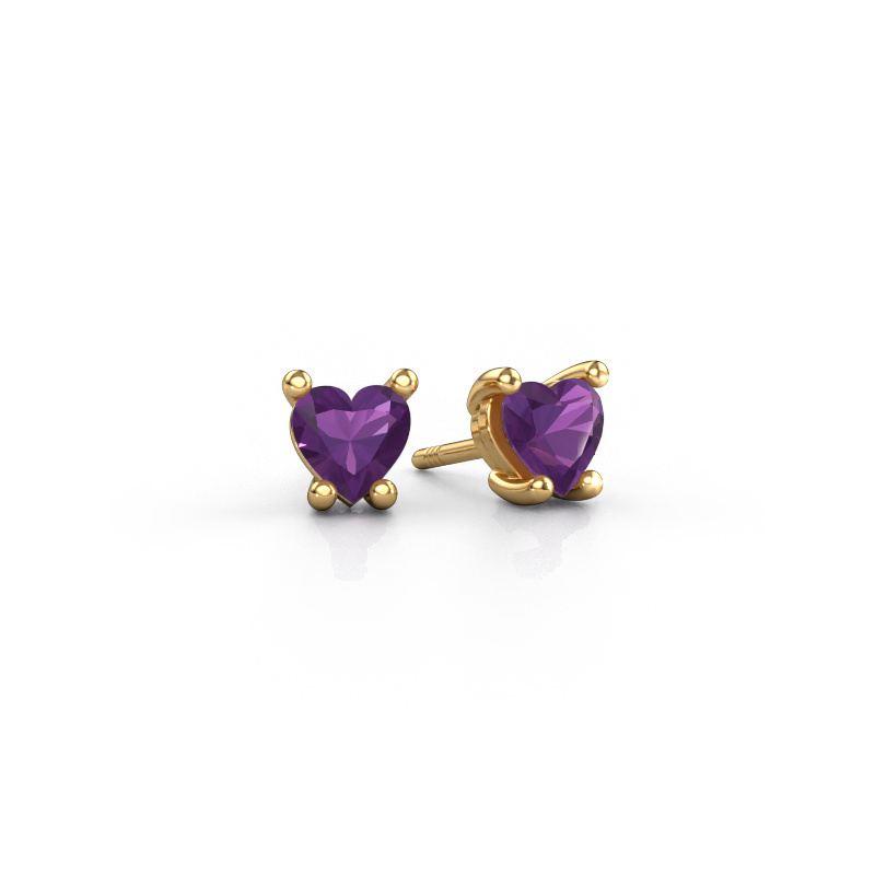 Image of Earrings Sam Heart 585 gold Amethyst 5 mm