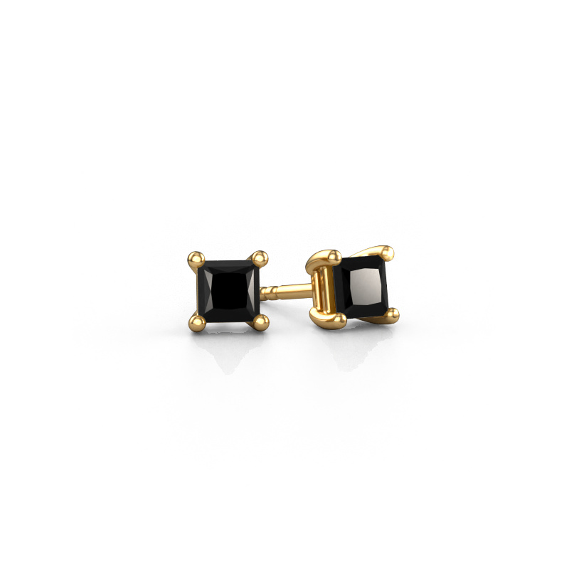 Image of Stud earrings Sam square 585 gold Black diamond 0.96 crt