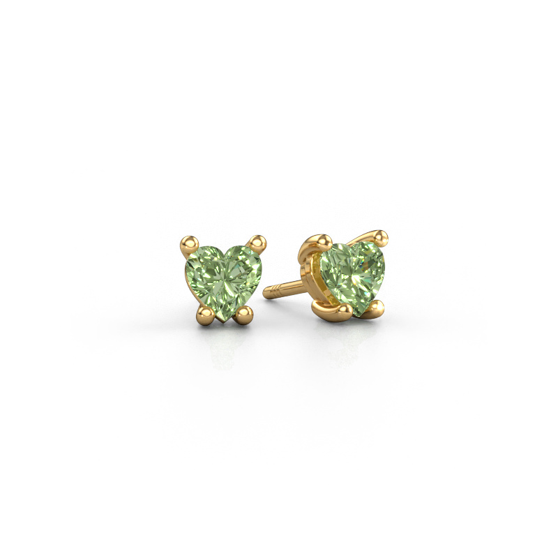 Image de Boucles d'oreilles Sam Heart 585 or jaune Diamants synthétiques vert 5 mm