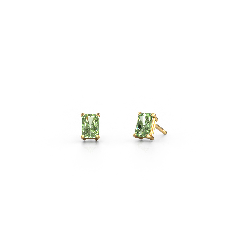 Image de Clous d'oreilles Sam RAD 585 or jaune Diamants synthétiques vert 6x4 mm
