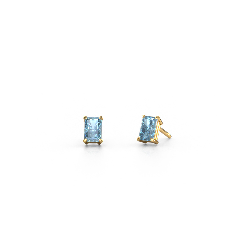 Image of Stud earrings Sam RAD 585 gold Blue lab grown diamond 6x4 mm