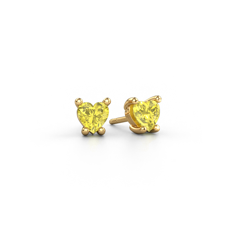 Image of Earrings Sam Heart 585 gold Yellow lab grown diamond 5 mm