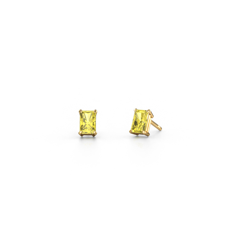 Image of Stud earrings Sam RAD 585 gold Yellow lab grown diamond 6x4 mm