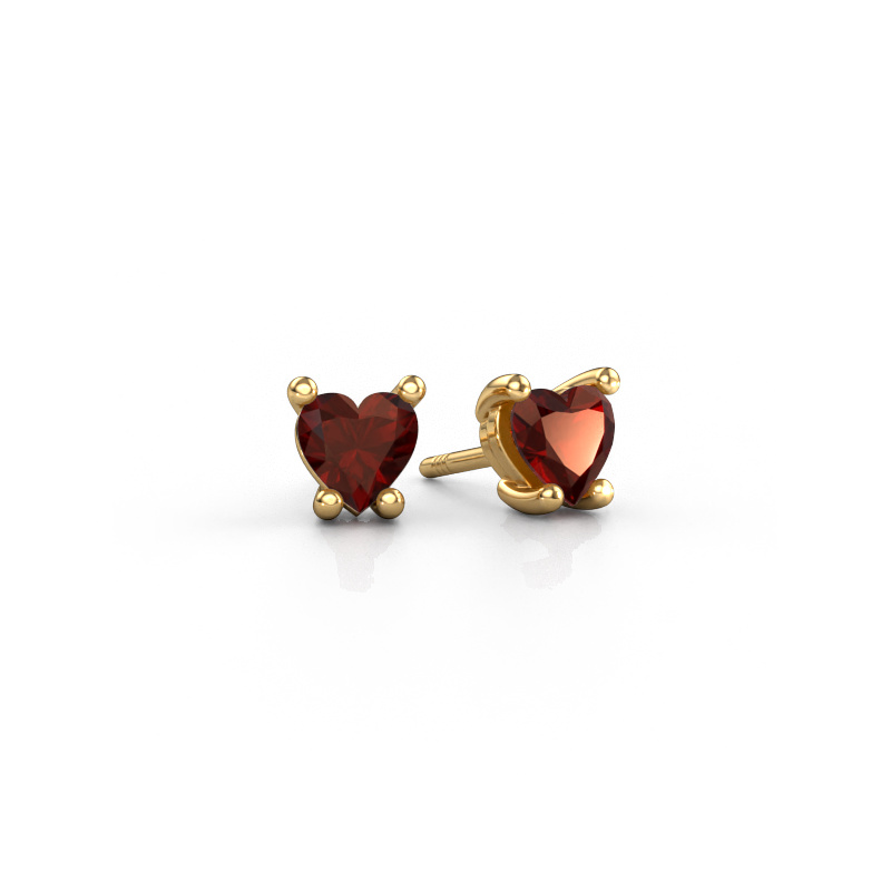 Image of Earrings Sam Heart 585 gold Garnet 5 mm